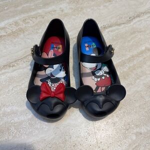 Mini Melissa Disney Mickey and Minnie Mouse Shoes Black  Sz 7 Toddler